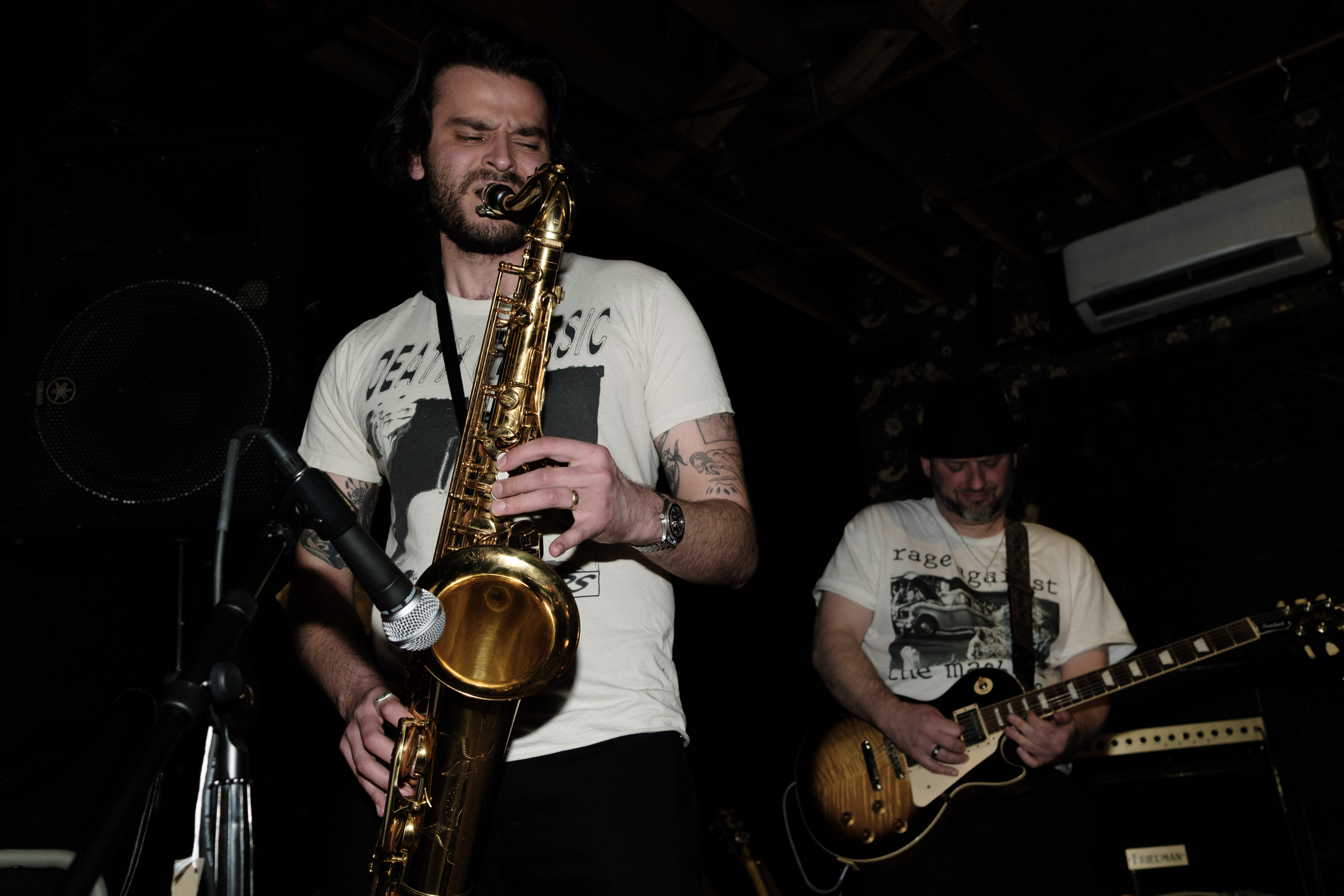 Saxophone close-up, moody and atmospheric