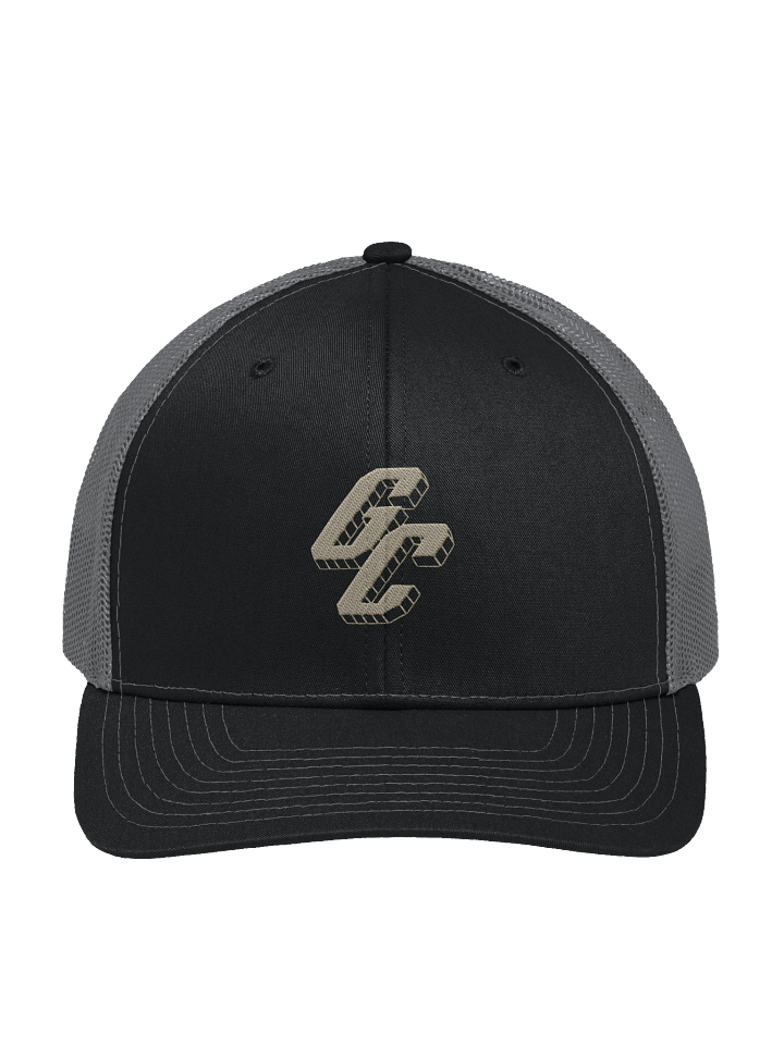 GC Trucker Hat — embroidered GC logo on black/charcoal Richardson 112